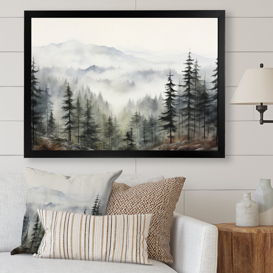Pine Tree Misty Mountain II - Tree Pine Large Wall Art